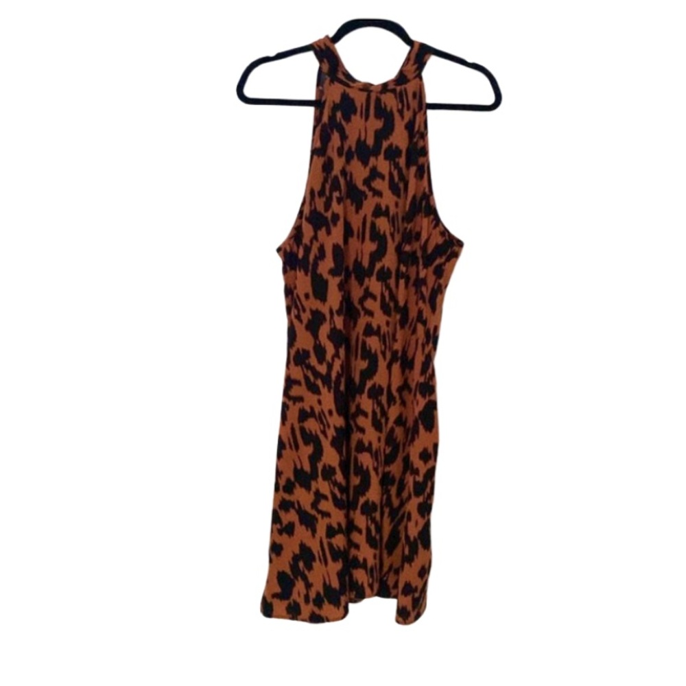 SHEIN Clasi Leopard Print Tie Back Sheath Halter Dress